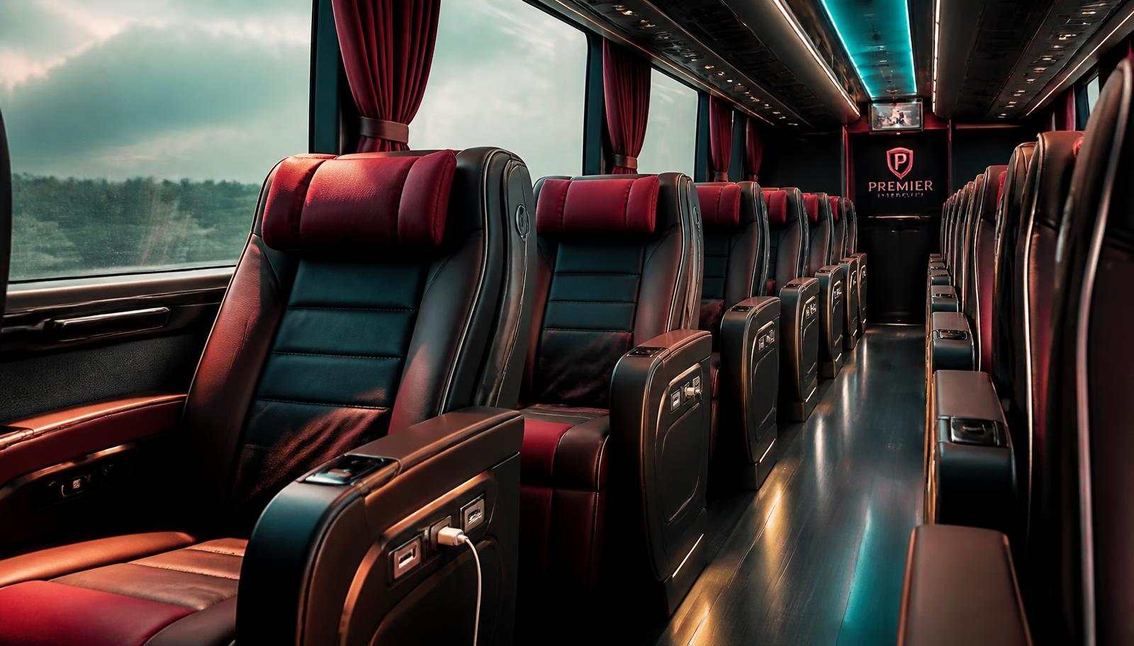 Bahrain Bus coach interior with wide VIP reclining seats