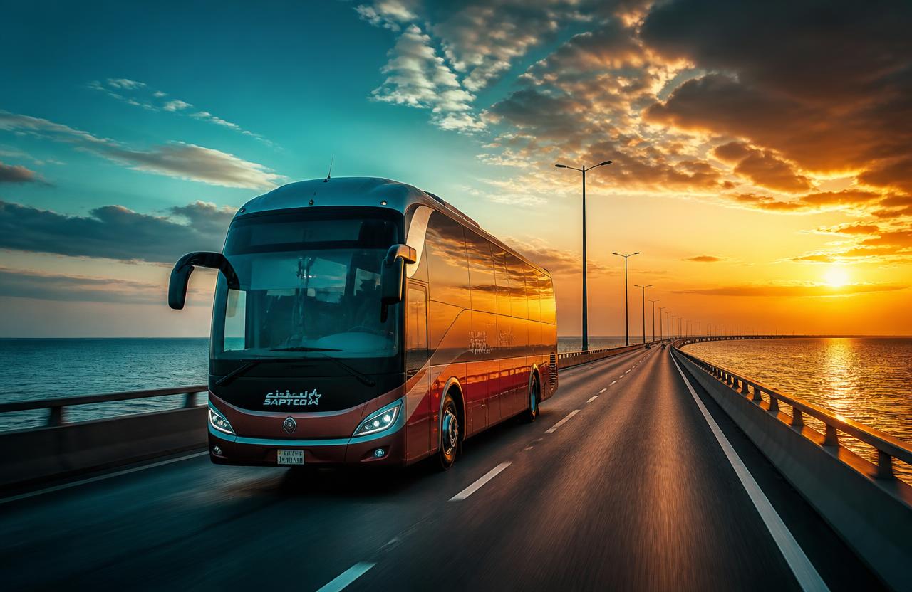 Bahrain Bus coach in Al Khobar before crossing to Bahrain